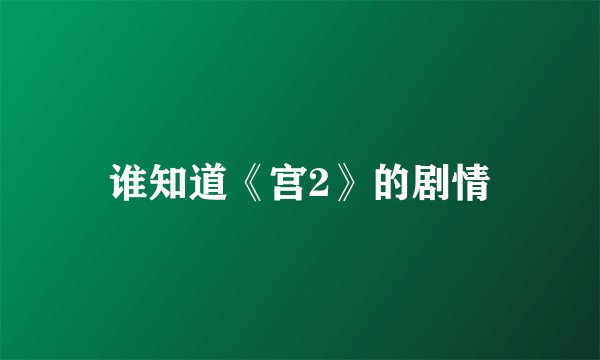 谁知道《宫2》的剧情