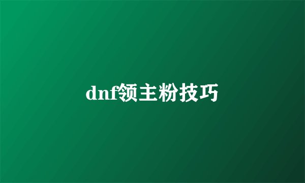 dnf领主粉技巧