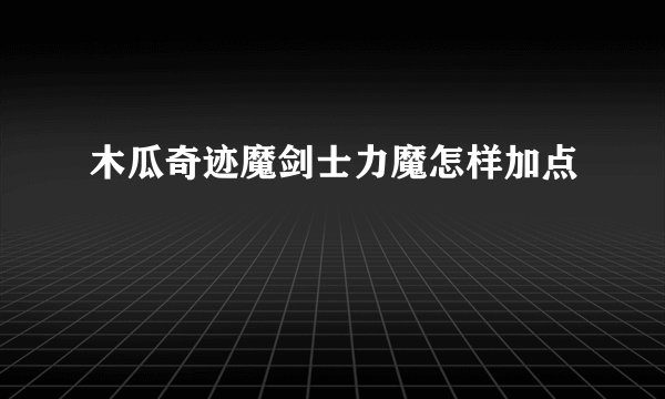 木瓜奇迹魔剑士力魔怎样加点
