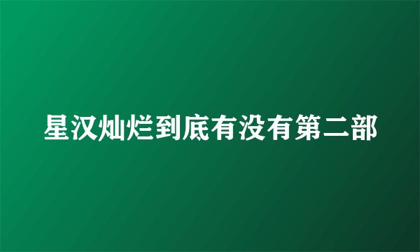 星汉灿烂到底有没有第二部