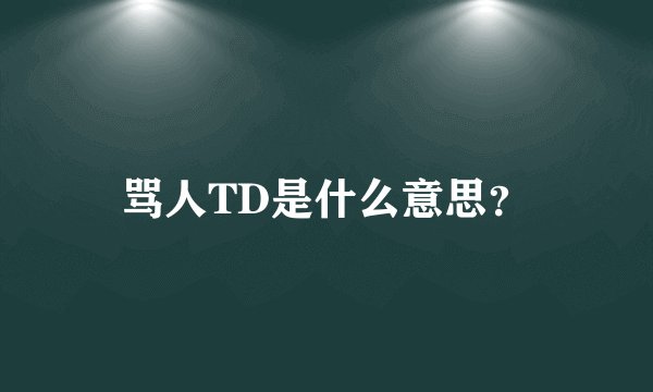 骂人TD是什么意思？
