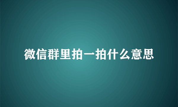 微信群里拍一拍什么意思