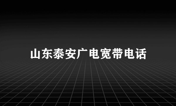 山东泰安广电宽带电话