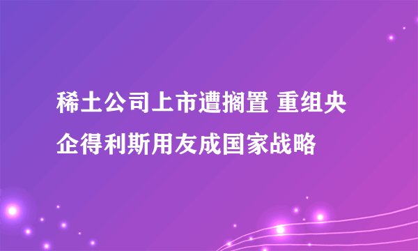 稀土公司上市遭搁置 重组央企得利斯用友成国家战略