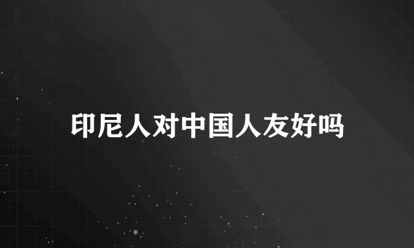 印尼人对中国人友好吗