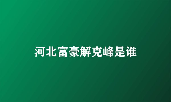 河北富豪解克峰是谁