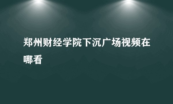 郑州财经学院下沉广场视频在哪看