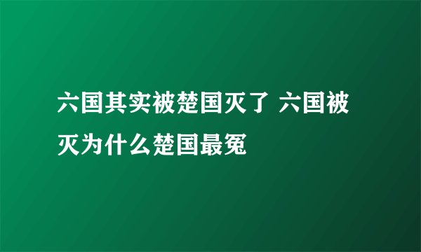 六国其实被楚国灭了 六国被灭为什么楚国最冤