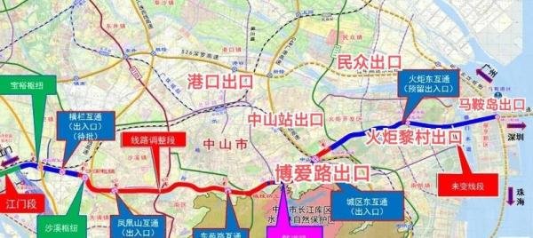 深中通道中山出口位置图(共28个出口)