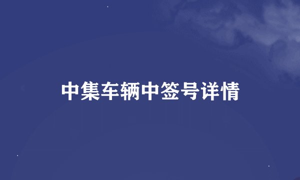 中集车辆中签号详情