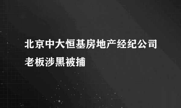 北京中大恒基房地产经纪公司老板涉黑被捕