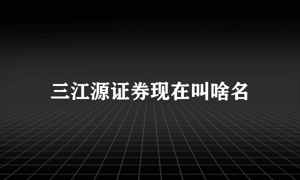 三江源证券现在叫啥名