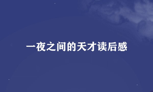 一夜之间的天才读后感