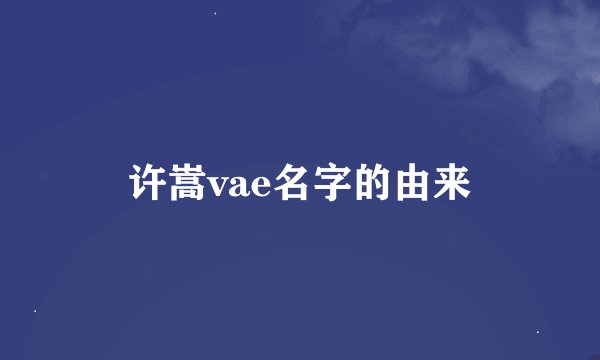 许嵩vae名字的由来