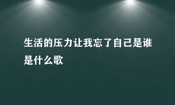 生活的压力让我忘了自己是谁是什么歌