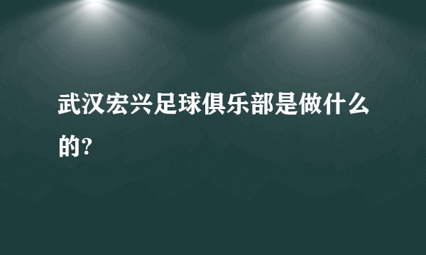 武汉宏兴足球俱乐部是做什么的?