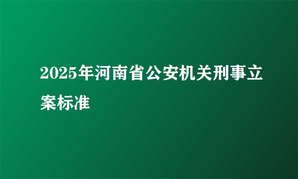 2025年河南省公安机关刑事立案标准