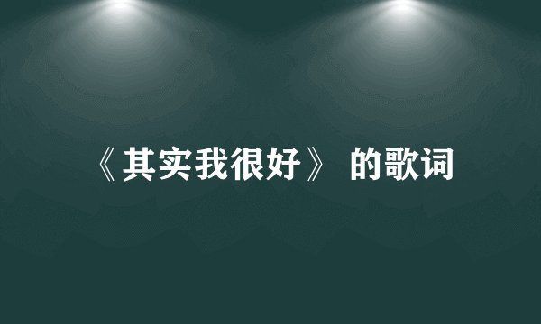 《其实我很好》 的歌词