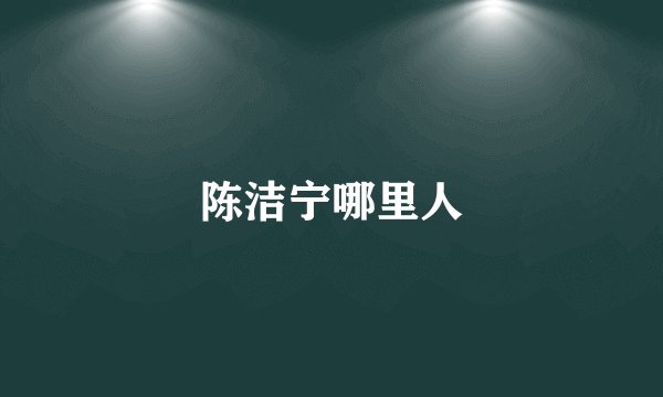 陈洁宁哪里人