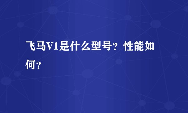 飞马V1是什么型号？性能如何？