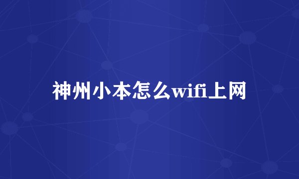 神州小本怎么wifi上网