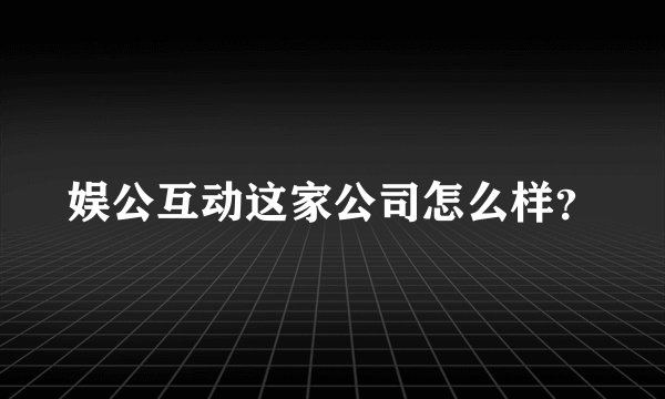 娱公互动这家公司怎么样？
