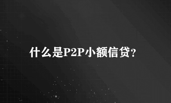 什么是P2P小额信贷？