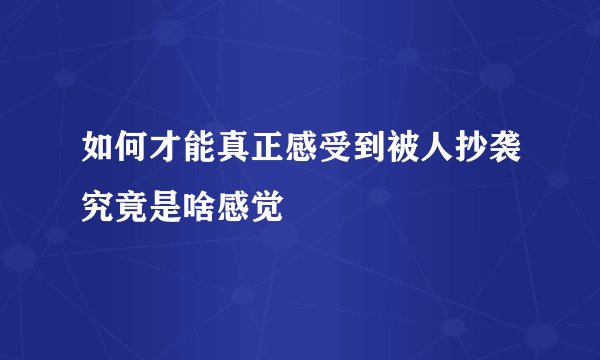 如何才能真正感受到被人抄袭究竟是啥感觉