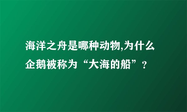 海洋之舟是哪种动物,为什么企鹅被称为“大海的船”？