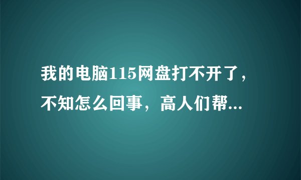 我的电脑115网盘打不开了，不知怎么回事，高人们帮忙看看啊