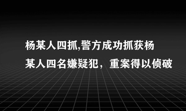 杨某人四抓,警方成功抓获杨某人四名嫌疑犯，重案得以侦破