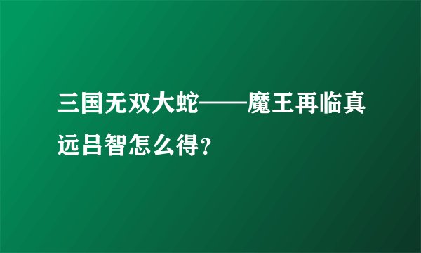 三国无双大蛇——魔王再临真远吕智怎么得？