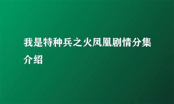 我是特种兵之火凤凰剧情分集介绍