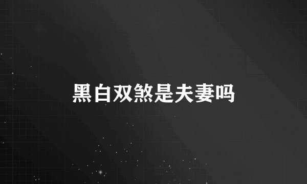 黑白双煞是夫妻吗