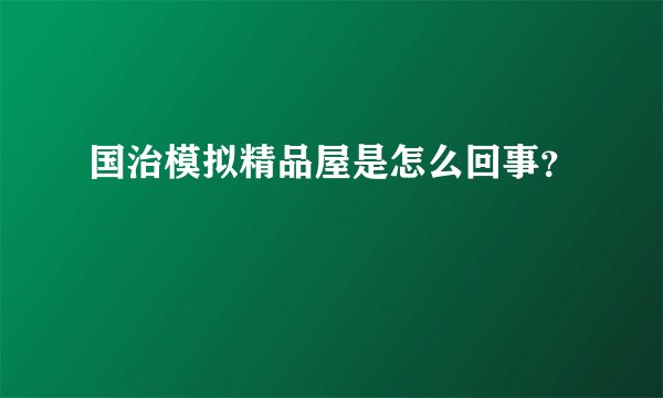 国治模拟精品屋是怎么回事？