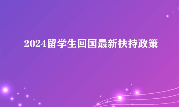 2024留学生回国最新扶持政策