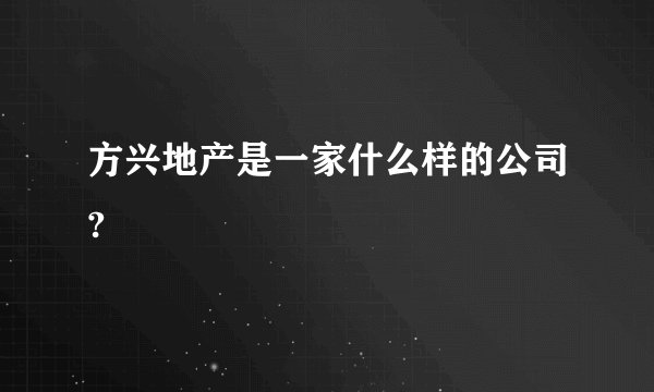 方兴地产是一家什么样的公司?