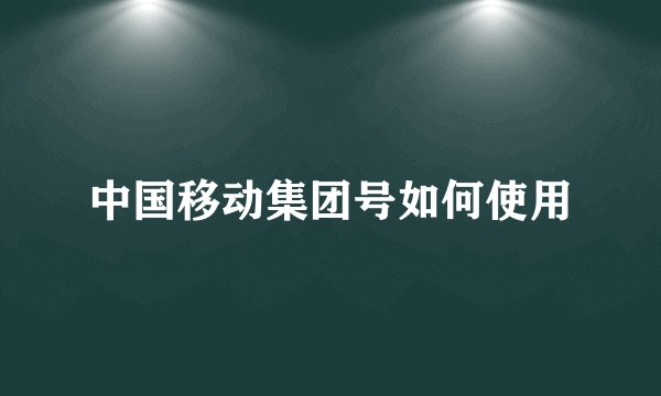 中国移动集团号如何使用