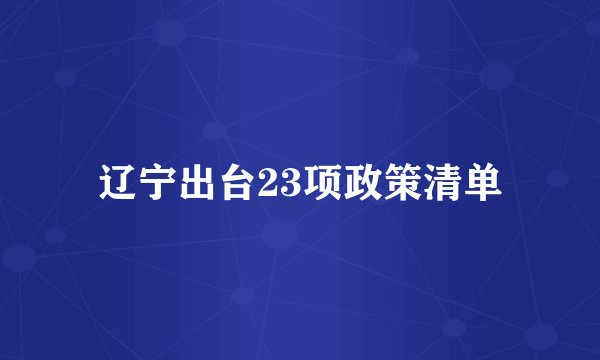 辽宁出台23项政策清单