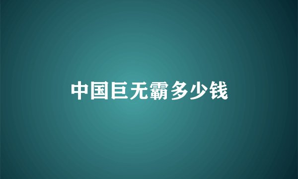 中国巨无霸多少钱