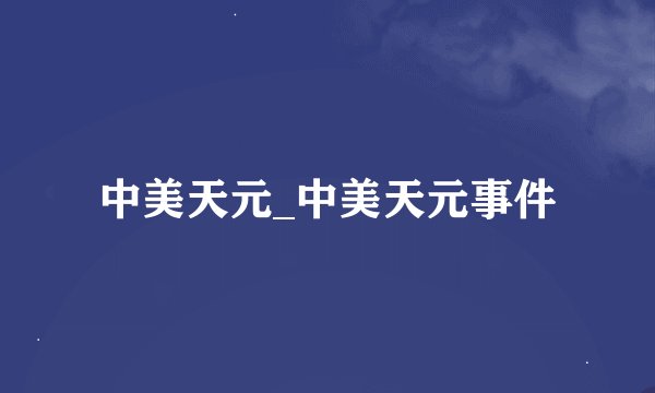 中美天元_中美天元事件