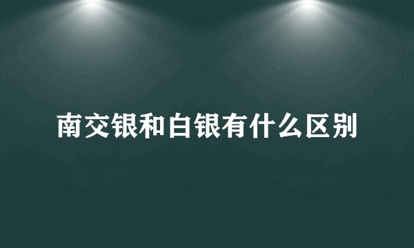 南交银和白银有什么区别
