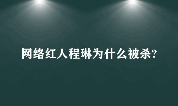 网络红人程琳为什么被杀?