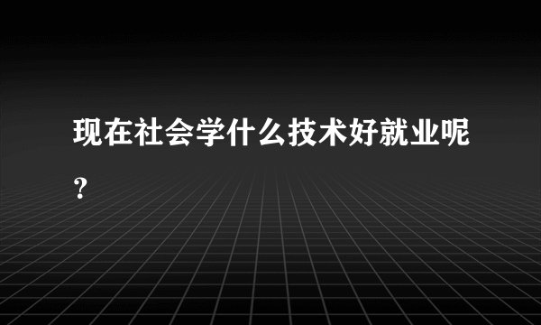 现在社会学什么技术好就业呢？