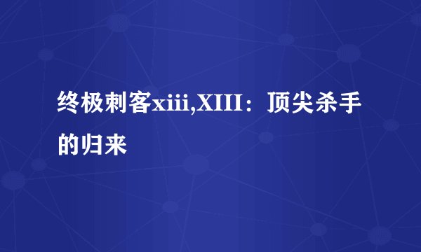终极刺客xiii,XIII：顶尖杀手的归来