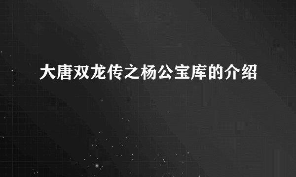 大唐双龙传之杨公宝库的介绍