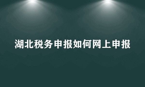 湖北税务申报如何网上申报