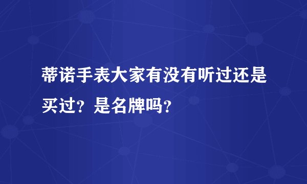 蒂诺手表大家有没有听过还是买过？是名牌吗？