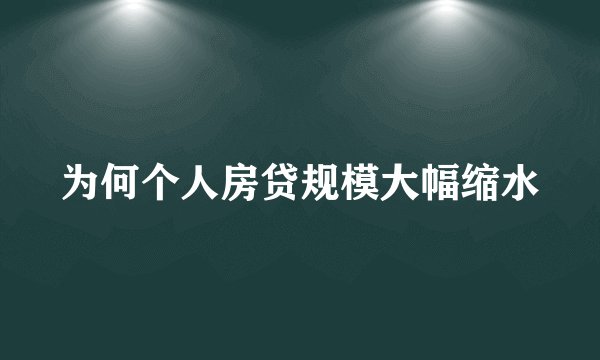 为何个人房贷规模大幅缩水