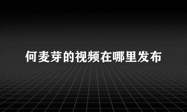 何麦芽的视频在哪里发布